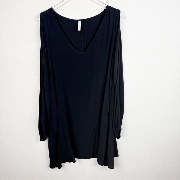 Elan Black Tunic Swim Dress Cover Up Open Shoulder Small - Picture 1 of 6
